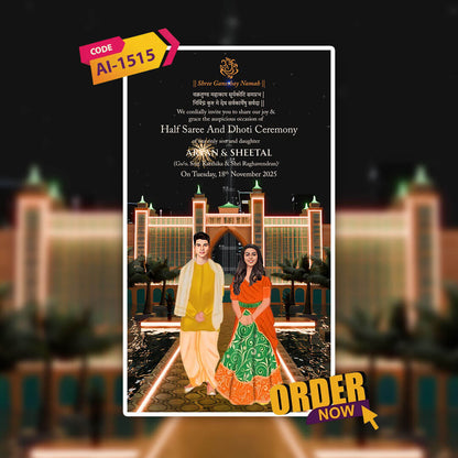 Half Saree Ceremony 3D Invitation Video | Graceful | AI-1515