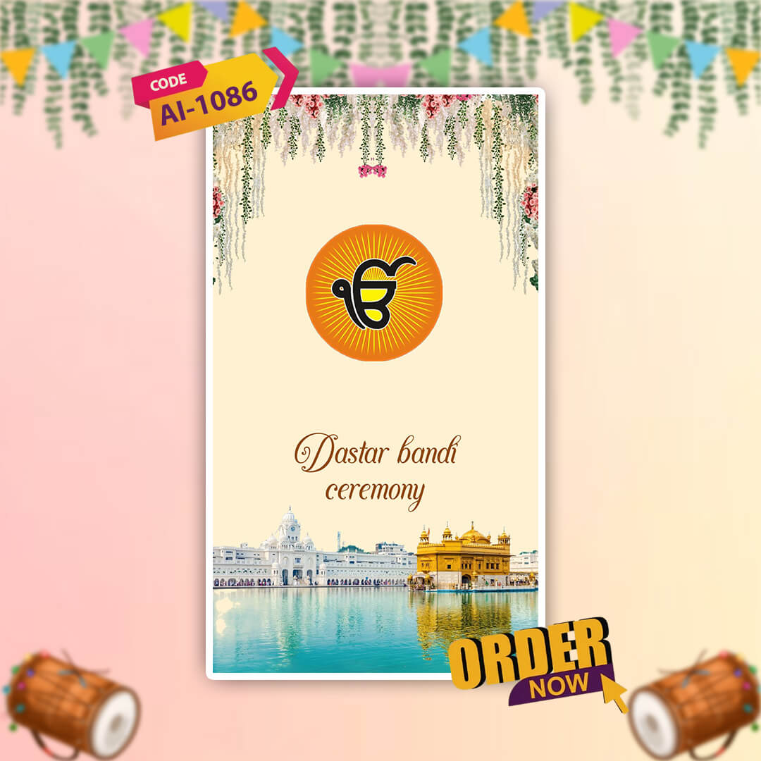 Dastar Bandi Ceremony Invitation Video | Floral Design | AI-1086