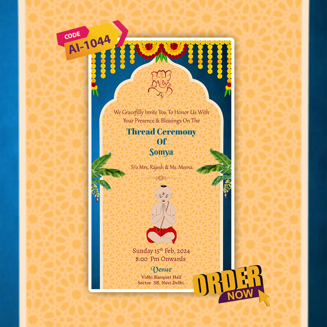 Thread Ceremony Invitation Video | Janeu Sanskar Invite|  AI-1044