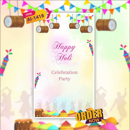 Holi Celebration Party Invitation Video | Elegant Celebration | AI-1418
