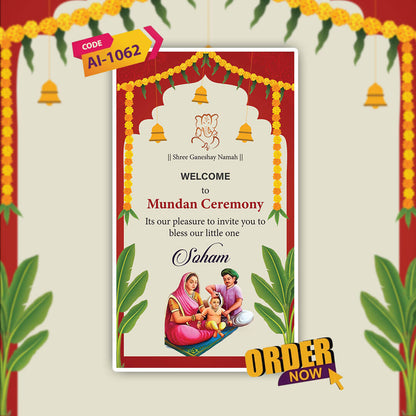 Mundan Ceremony Invitation Video | First Haircut | AI-1062