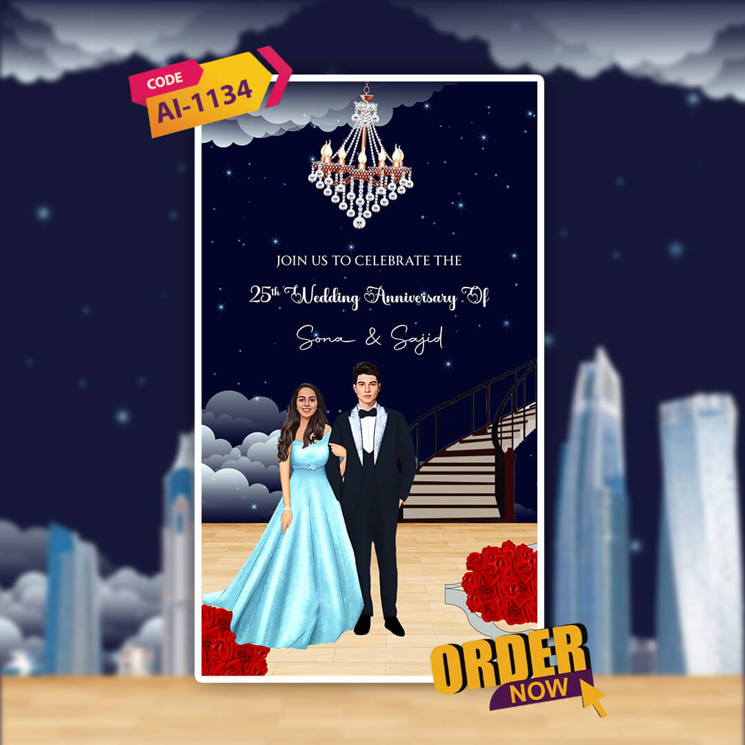 Anniversary Video Invitation | Cloudy Night | AI-1134