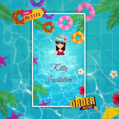 Kitty Party Invitation Video | Blue Theme | AI-1172