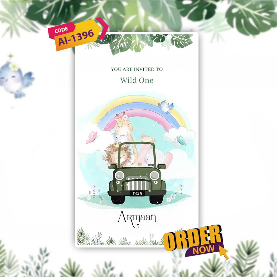 Birthday Invitation Video | Kid in Car with Green Theme | AI-1396