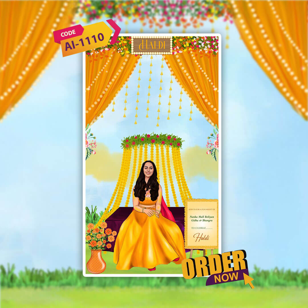 Haldi & Mehendi Ceremony Invitation Video | Decorated Stage | AI-1110