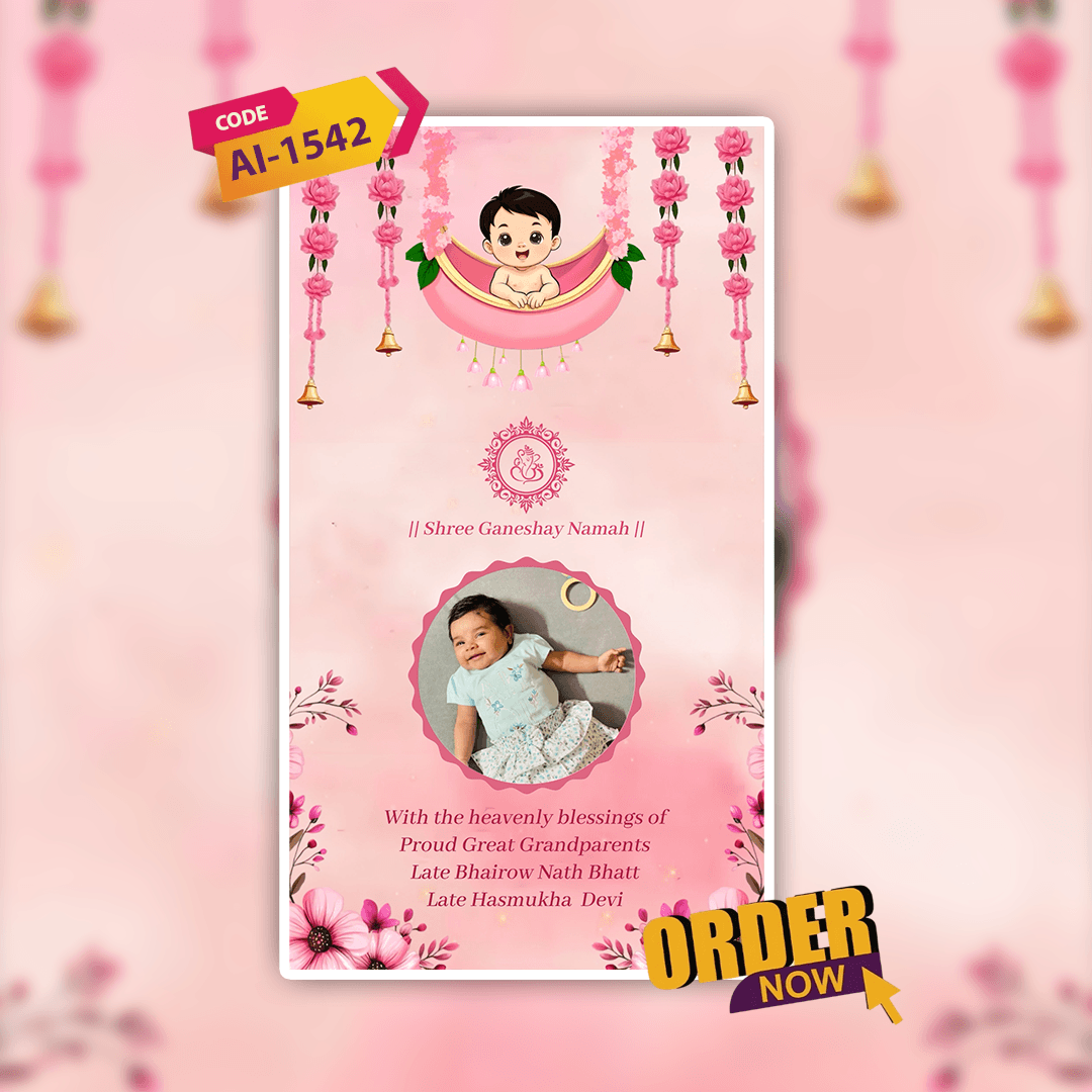 Baby Announcement Invitation Video | Digital Video Invitation | AI-1542