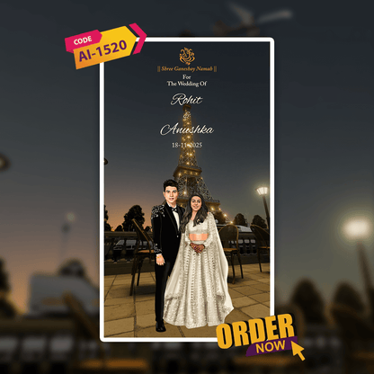 3D Digital Save the Date | Eiffel Tower Paris | AI-1520