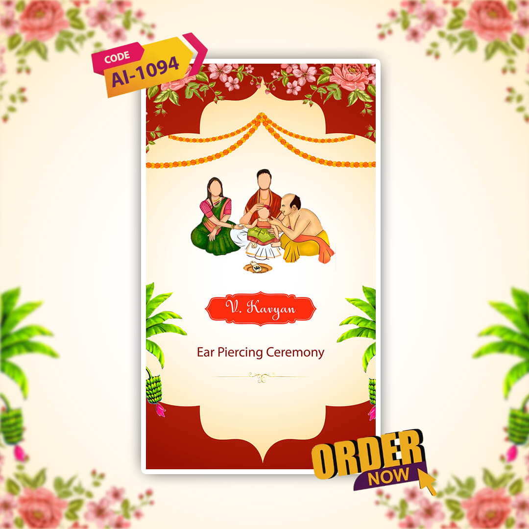 Ear Piercing Ceremony Invitation Video | Cultural Ceremony | AI-1094
