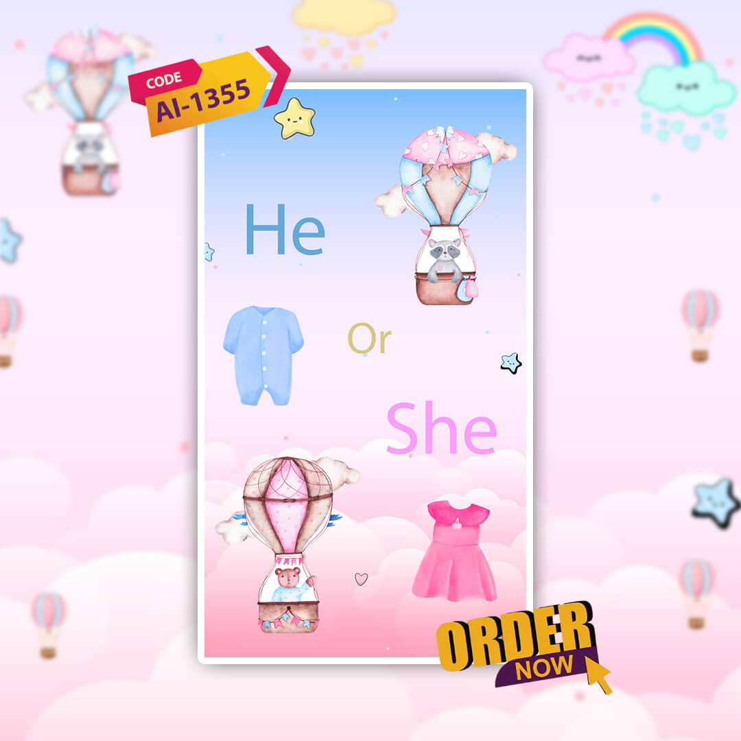 Baby Gender Reveal Invitation Video | Modern E Card | AI-1355