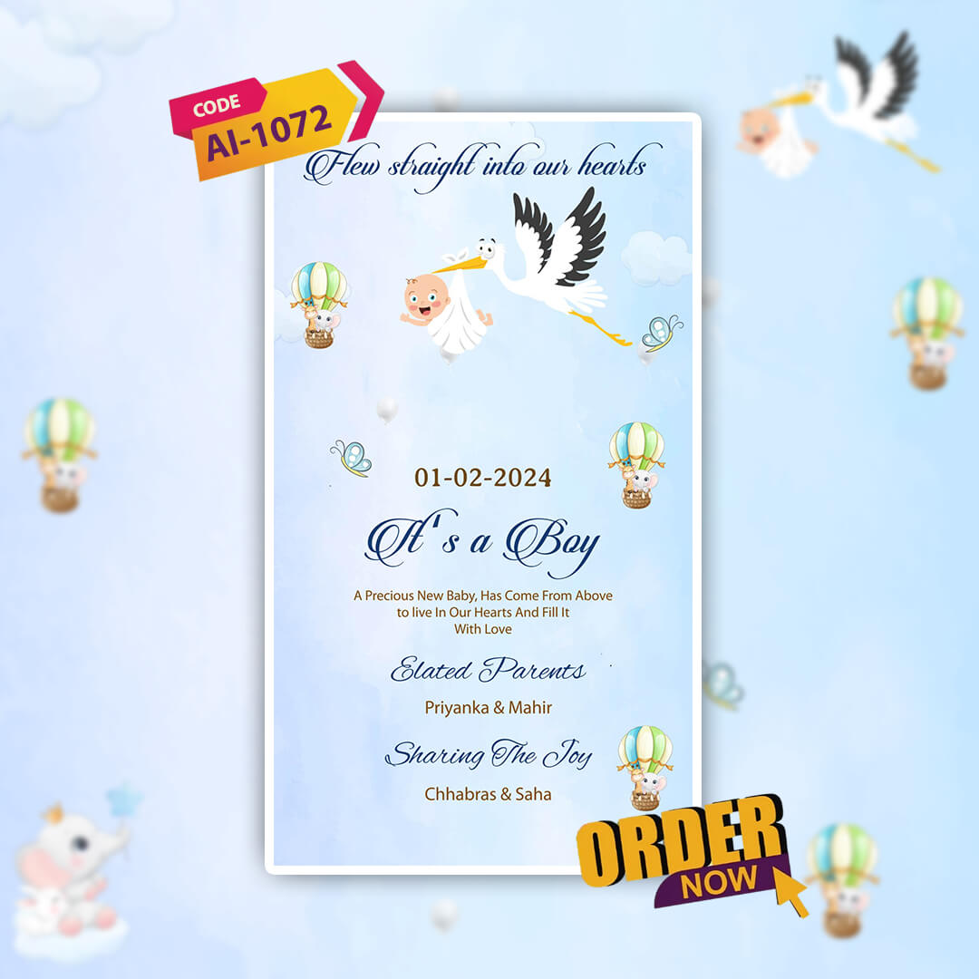 Baby Birth Announcement Invitation Video |  Heartfelt | AI-1072
