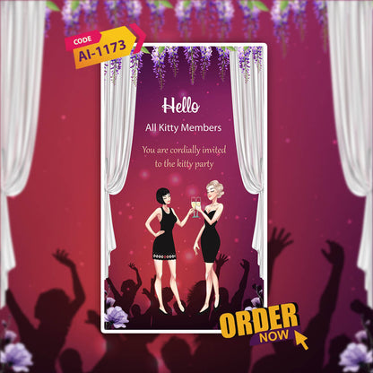 Kitty Party Invitation Video | Red Theme | AI-1173