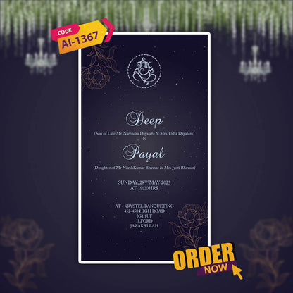 Engagement & Ring Ceremony Video Invitation | Floral |  AI-1367