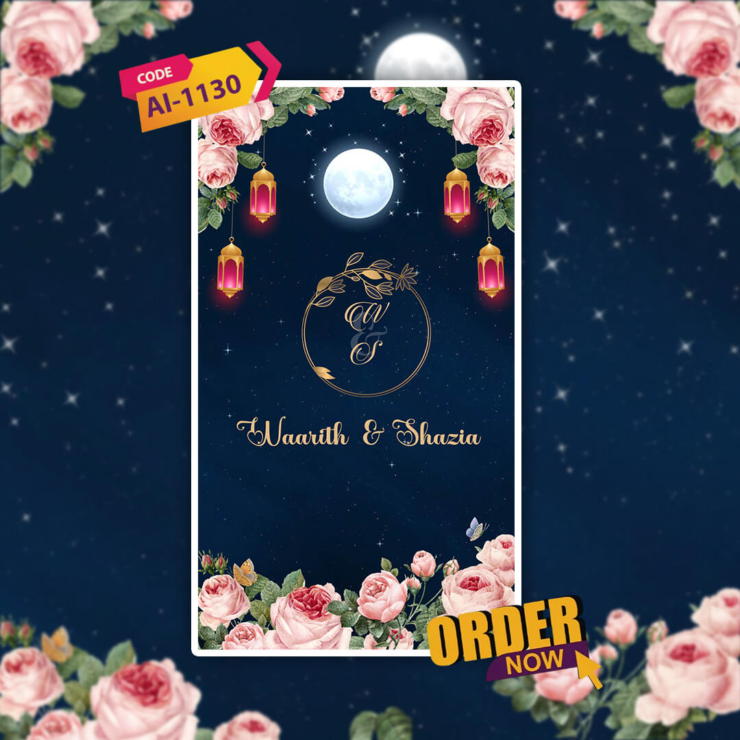 Islamic Wedding Invitation Video | Blue Theme | AI-1130