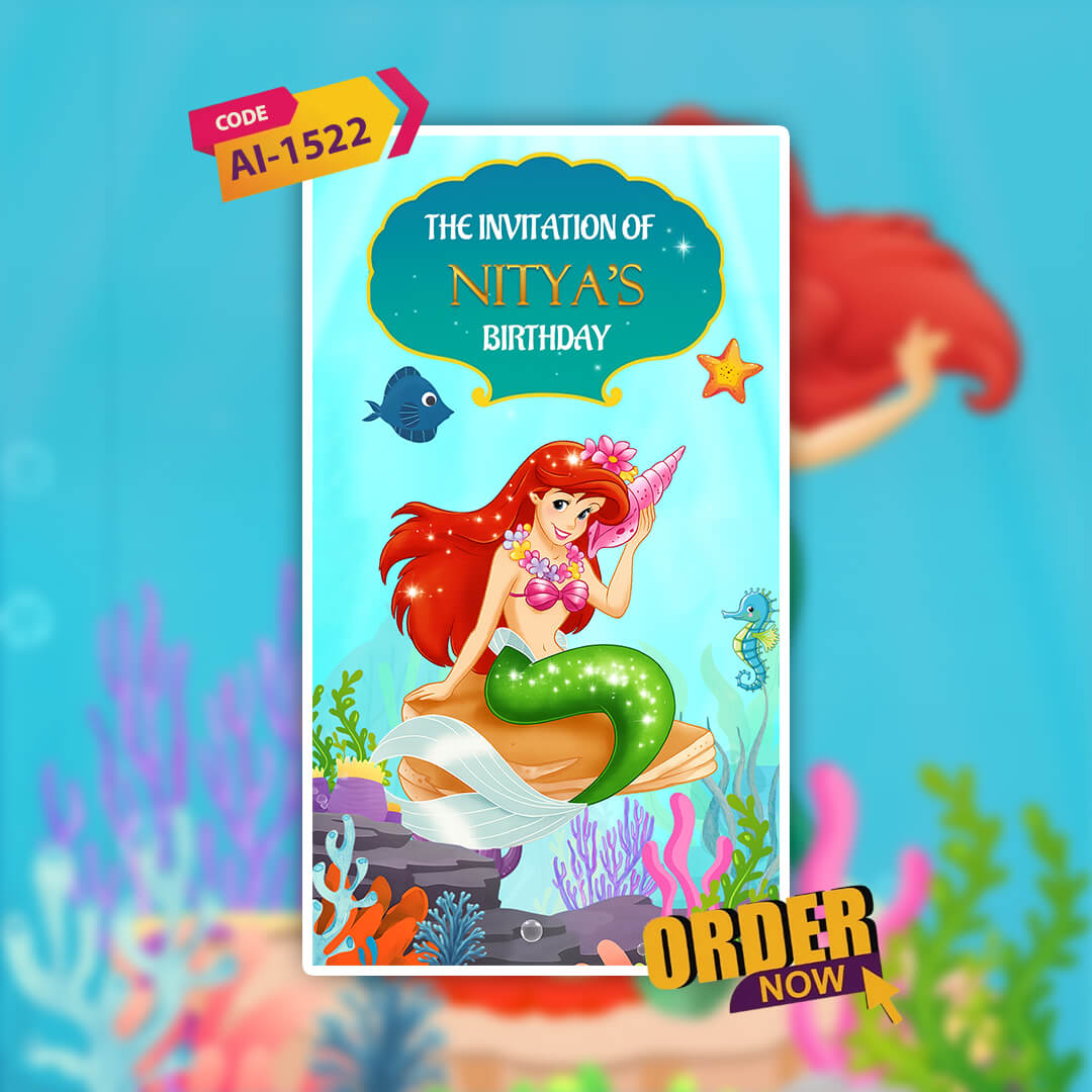 Mermaid Theme Birthday Invitation Video | Tailing tales of the ocean's whispers 🐟 | AI-1522