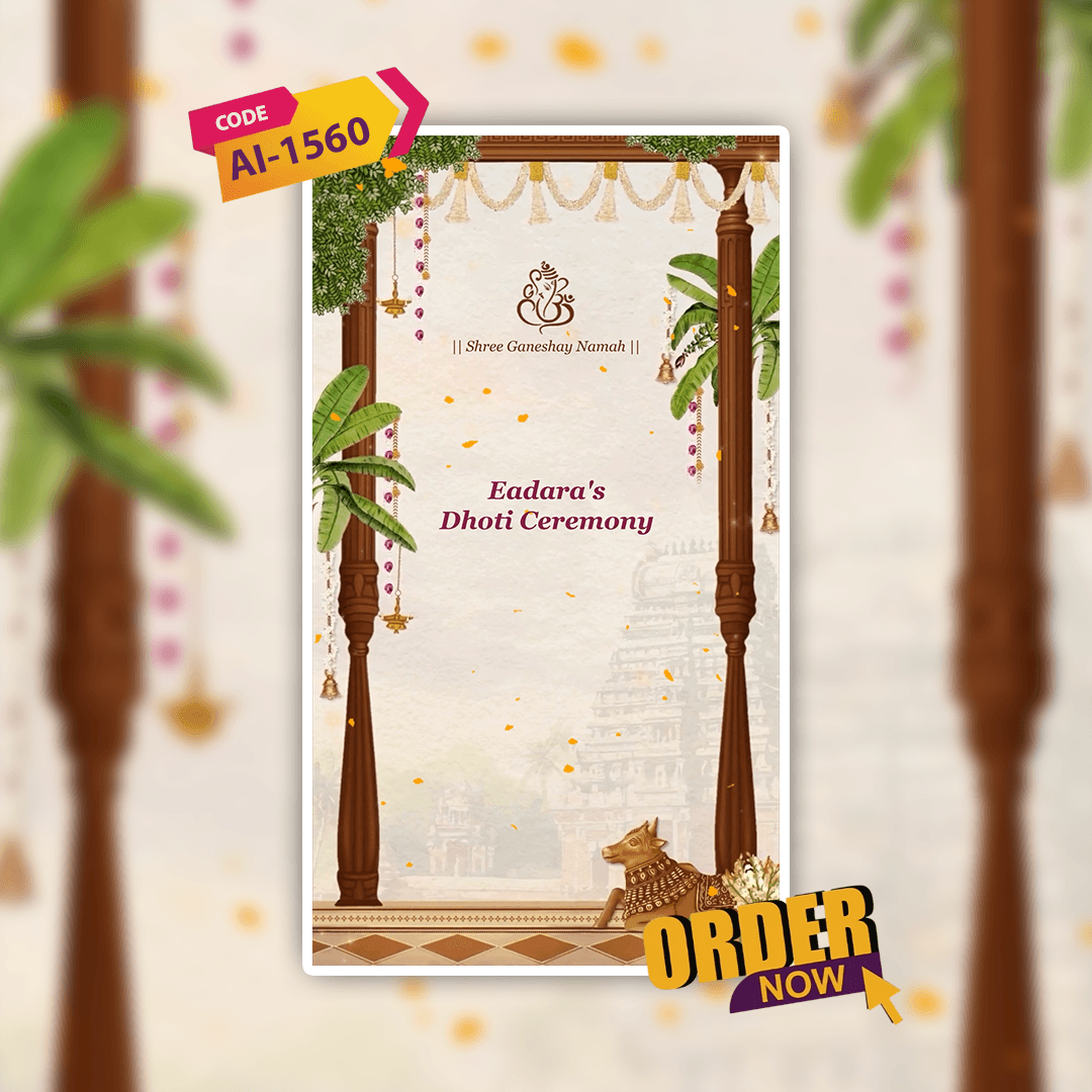 Dhoti Ceremony Invitation Video | Digital Video Invitation | AI-1560