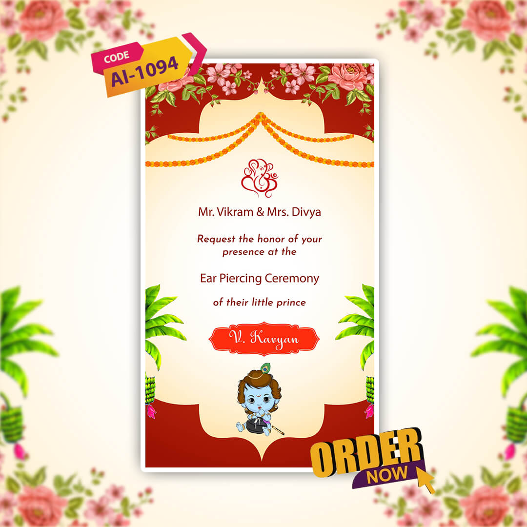 Ear Piercing Ceremony Invitation Video | Cultural Ceremony | AI-1094