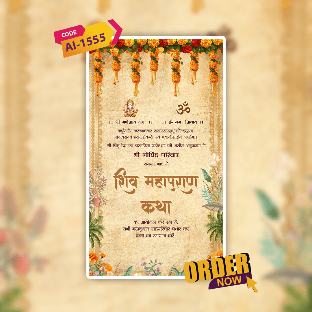 Shiv Mahapuran Katha Invitation Video | AI-1555