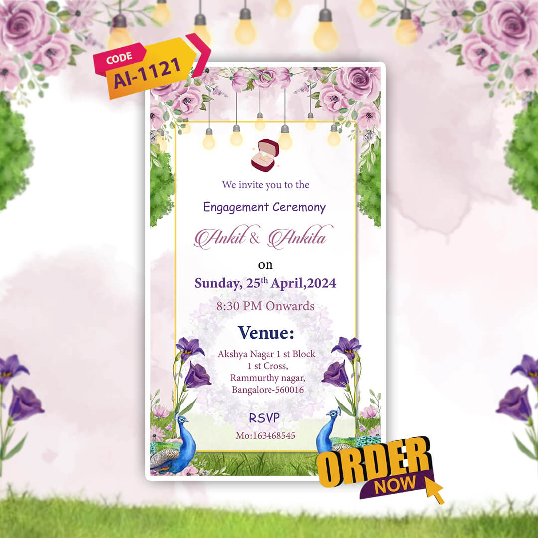 Engagement & Ring Ceremony Video Invitation | Flowers Theme | AI-1121