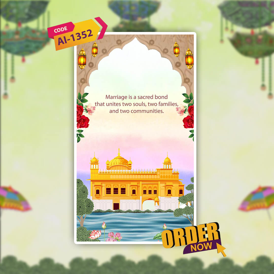 Sikh Wedding Invitation Video | Floral Radiance | AI-1352