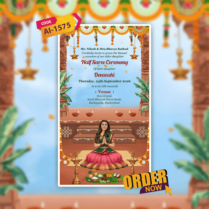 Half Saree Ceremony Invitation Video | Half Saree Video Invitation | AI-1575