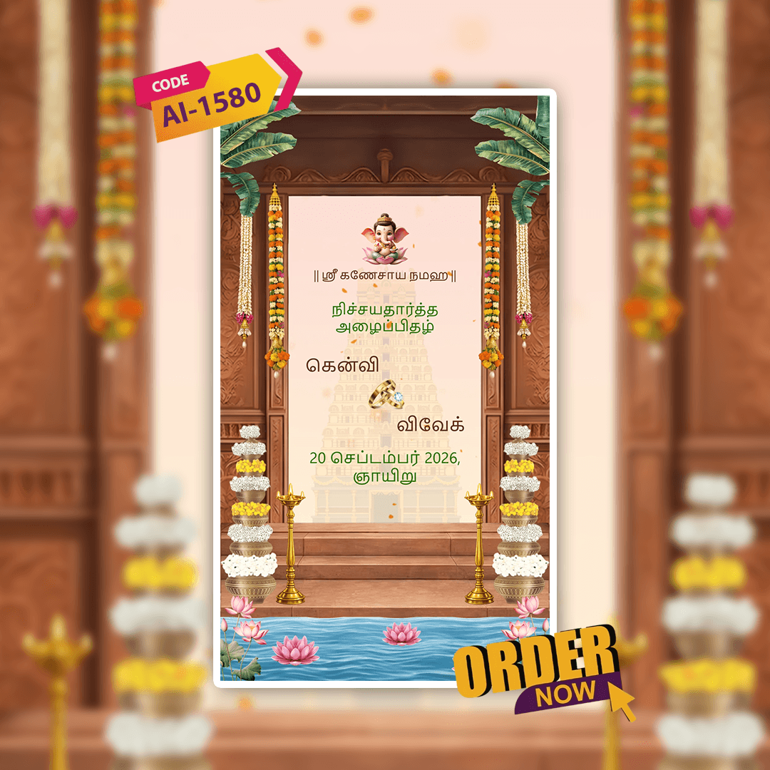 Tamil Engagement Invitation Video | Ring Ceremony Video Invitation | AI-1580