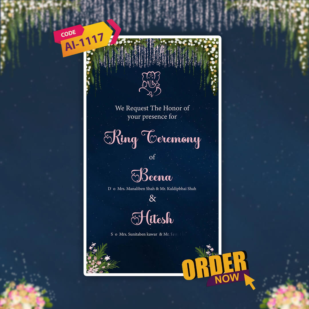 Engagement & Ring Ceremony Video Invitation | Blue Theme | AI-1117