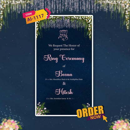 Engagement & Ring Ceremony Video Invitation | Blue Theme | AI-1117