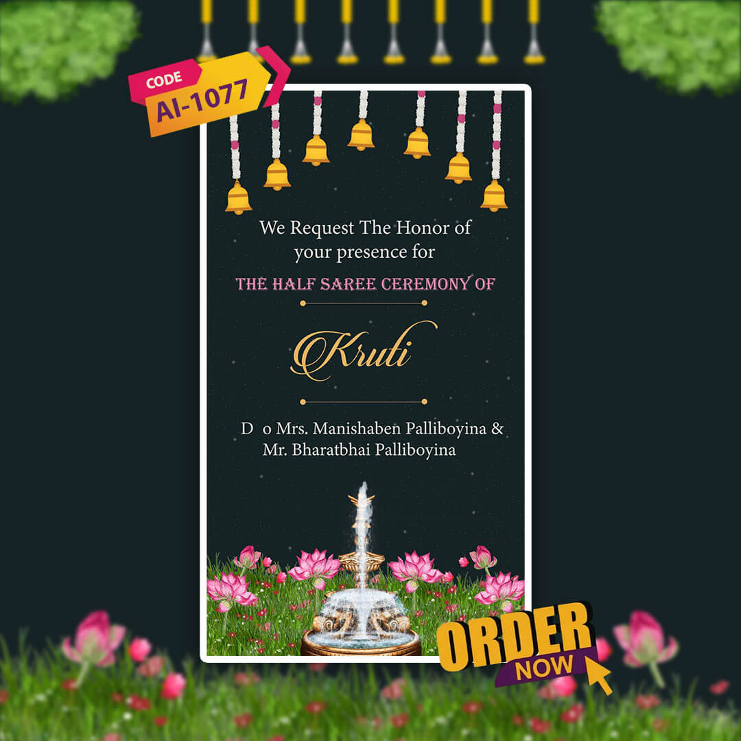 Half Saree Ceremony Invitation Video | Langa Voni eCard |  AI-1077