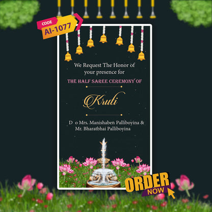Half Saree Ceremony Invitation Video | Langa Voni eCard |  AI-1077
