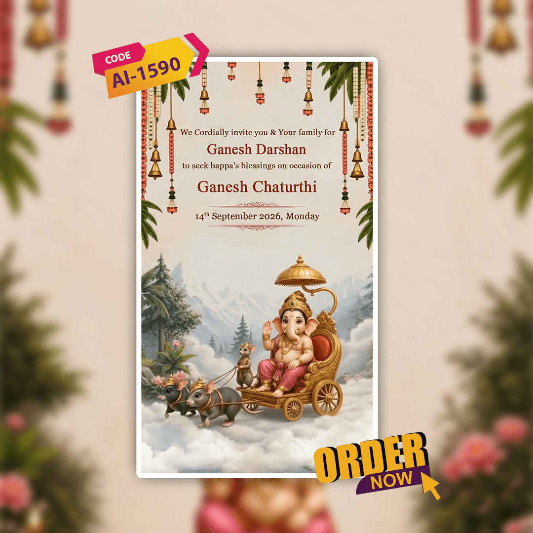 Ganesh Chaturthi Invitation Video | Ganesh Puja Video Invitation | AI-1590