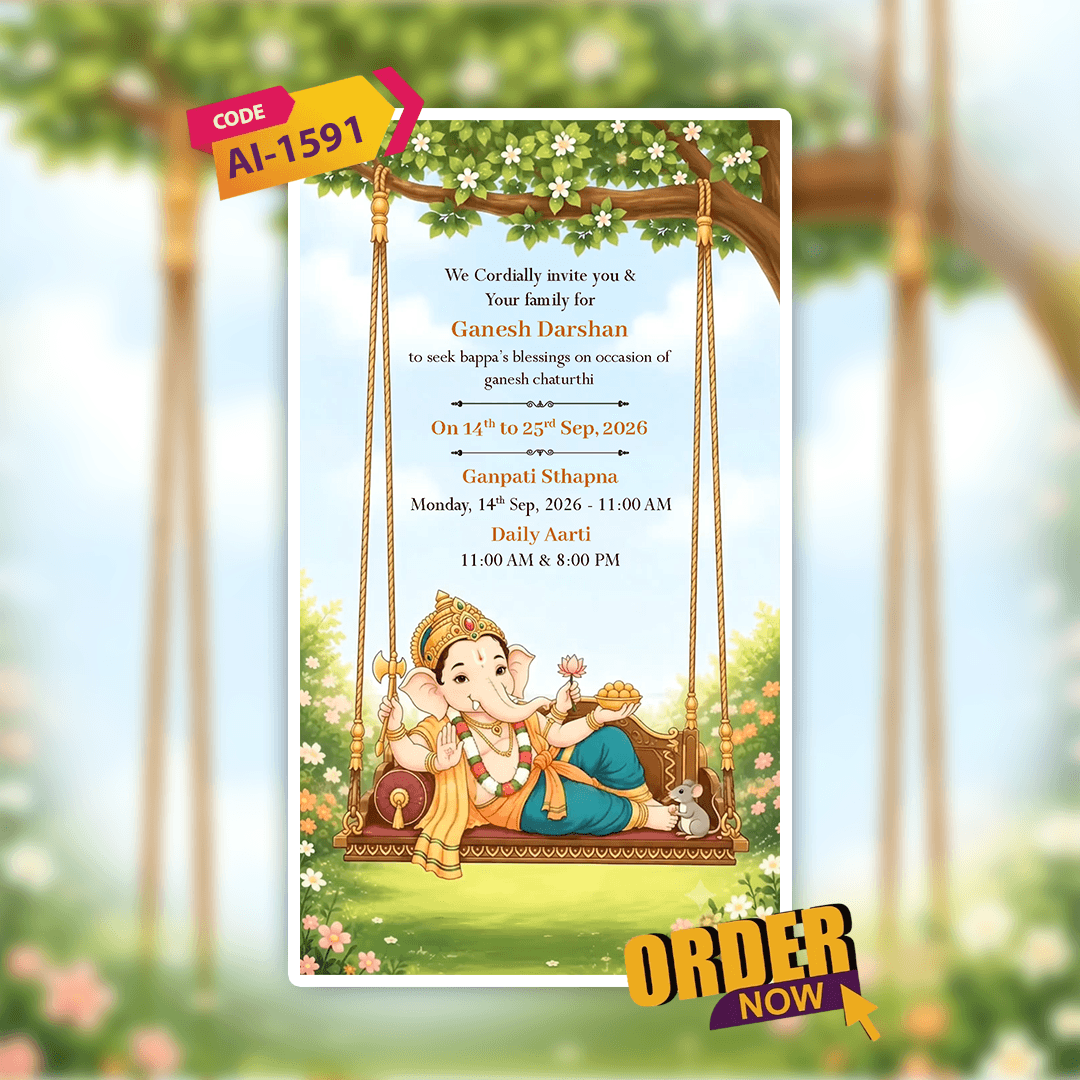 Ganesh Chaturthi Invitation Video | Ganesh Puja Video Invitation | AI-1591