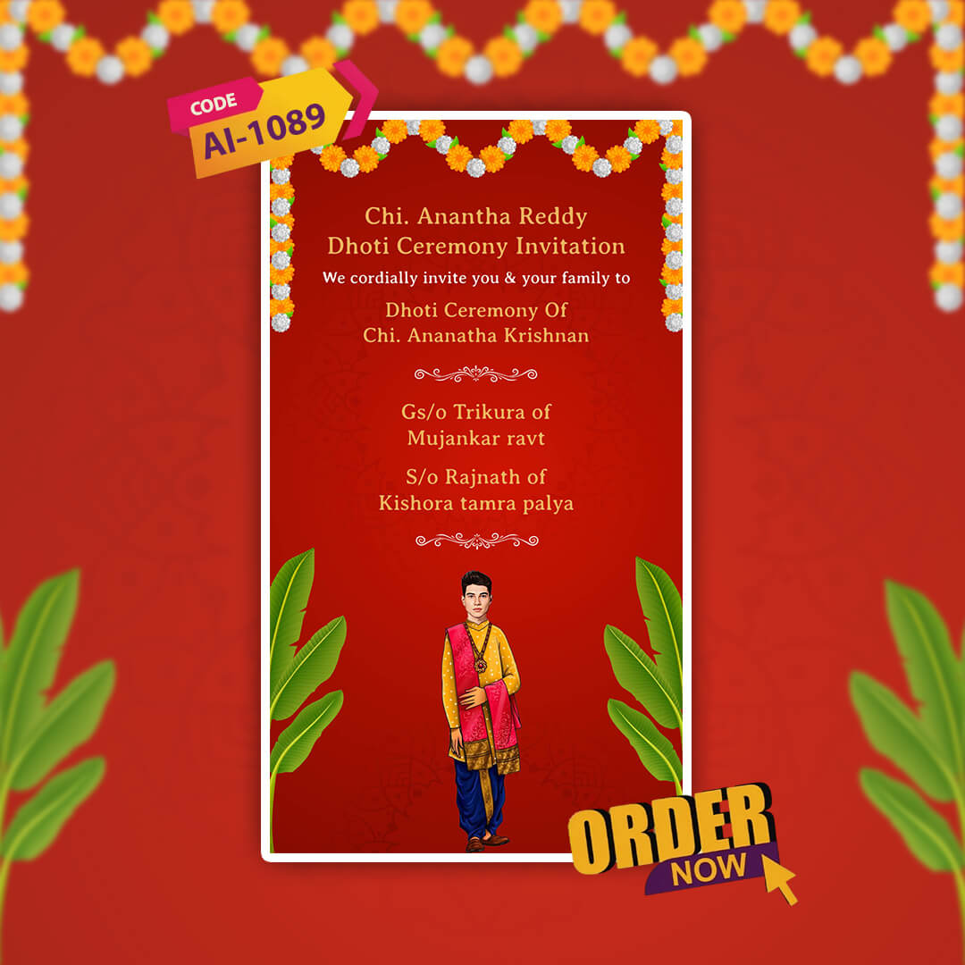 Dhoti Ceremony Video Invitation | Traditional | AI-1089