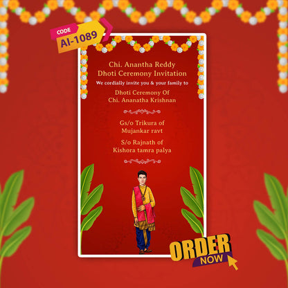 Dhoti Ceremony Video Invitation | Traditional | AI-1089