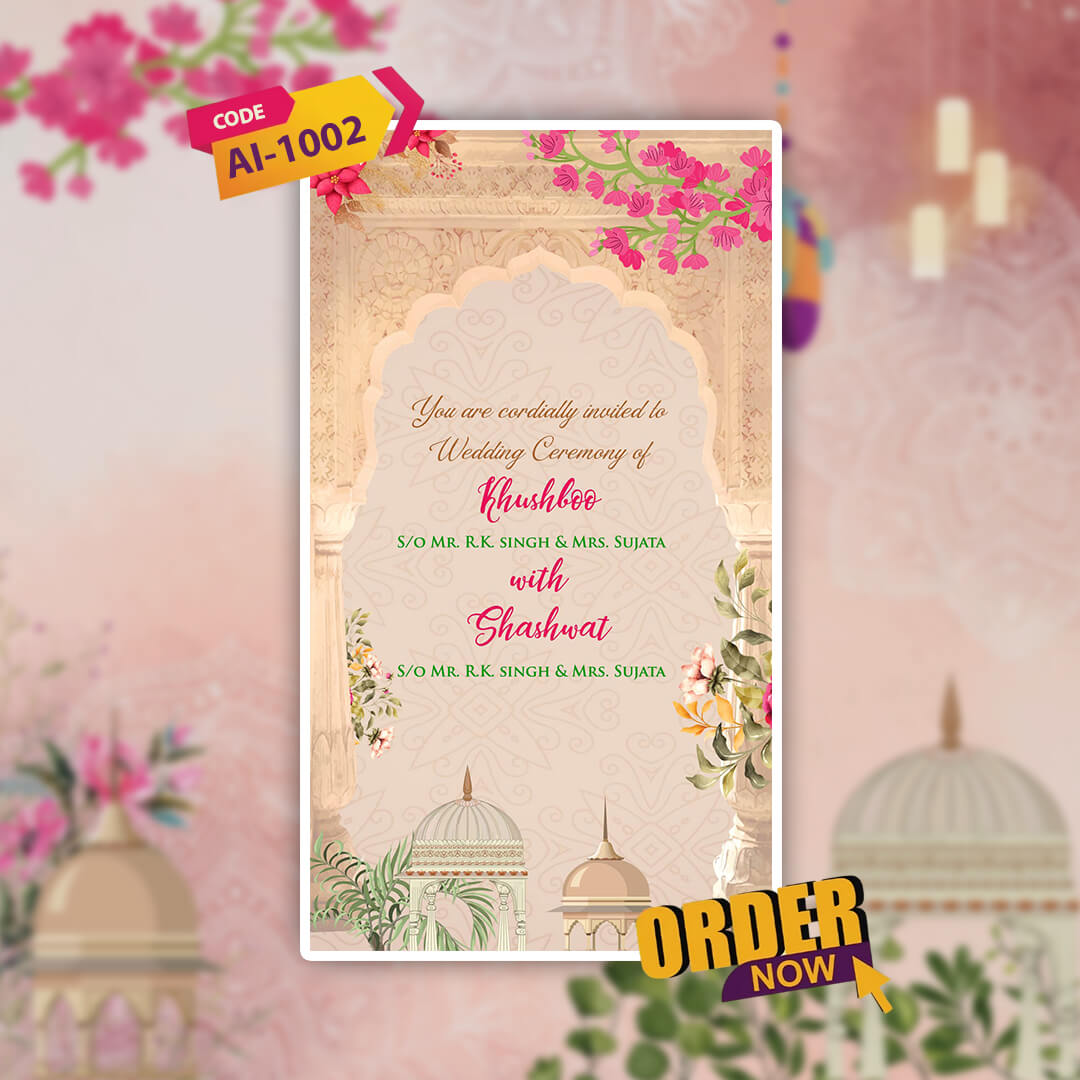 Wedding Video Invitation | blue floral| AI-1002