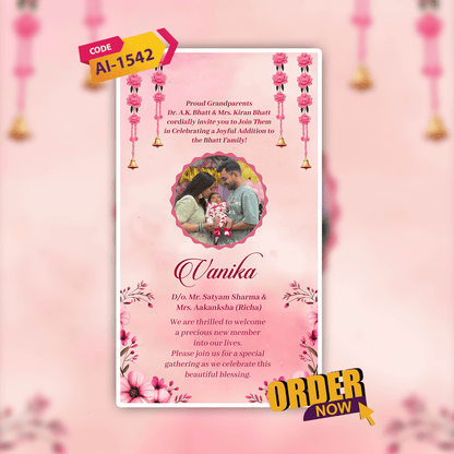 Baby Announcement Invitation Video | Digital Video Invitation | AI-1542