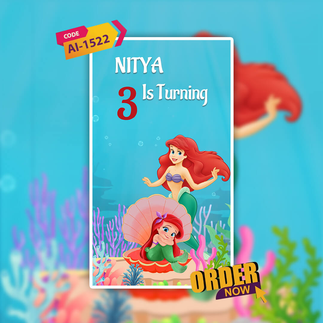Mermaid Theme Birthday Invitation Video | Tailing tales of the ocean's whispers 🐟 | AI-1522