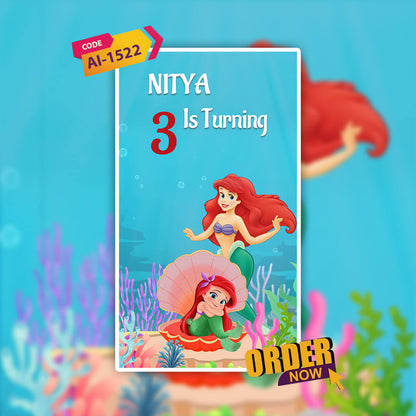 Mermaid Theme Birthday Invitation Video | Tailing tales of the ocean's whispers 🐟 | AI-1522