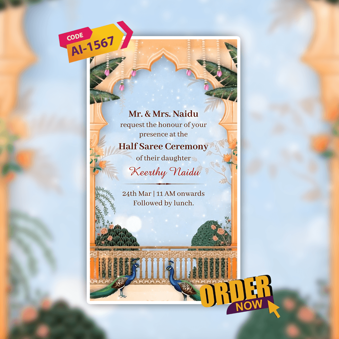 Half Saree Ceremony Invitation Video | Digital Video Invitation | AI-1567