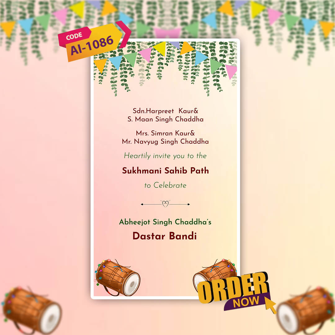 Dastar Bandi Ceremony Invitation Video | Floral Design | AI-1086