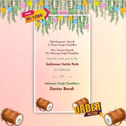 Dastar Bandi Ceremony Invitation Video | Floral Design | AI-1086