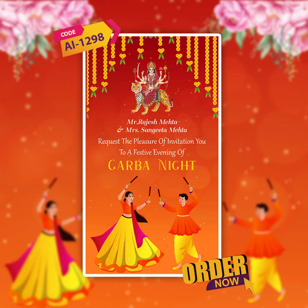 Navratri Festival Invitation Video | Animated Garba Invite |  AI-1298