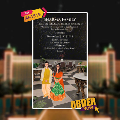 Half Saree Ceremony 3D Invitation Video | Graceful | AI-1515