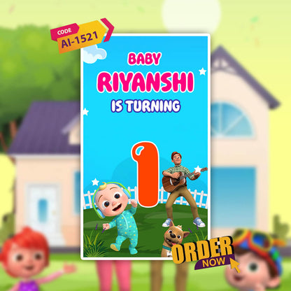 Cocomelon Theme Birthday Invitation Video | AI-1521