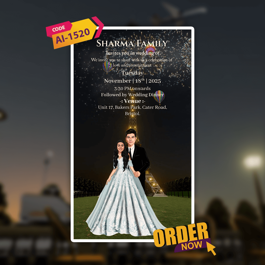 3D Digital Save the Date | Eiffel Tower Paris | AI-1520
