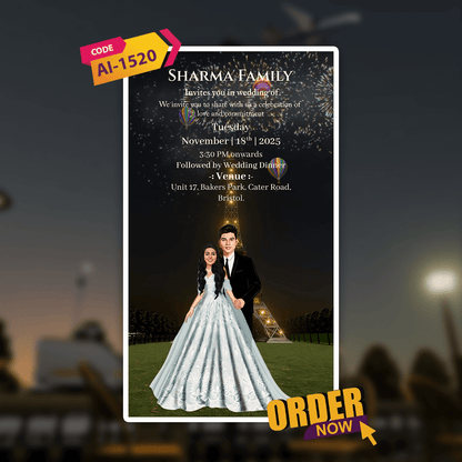 3D Digital Save the Date | Eiffel Tower Paris | AI-1520