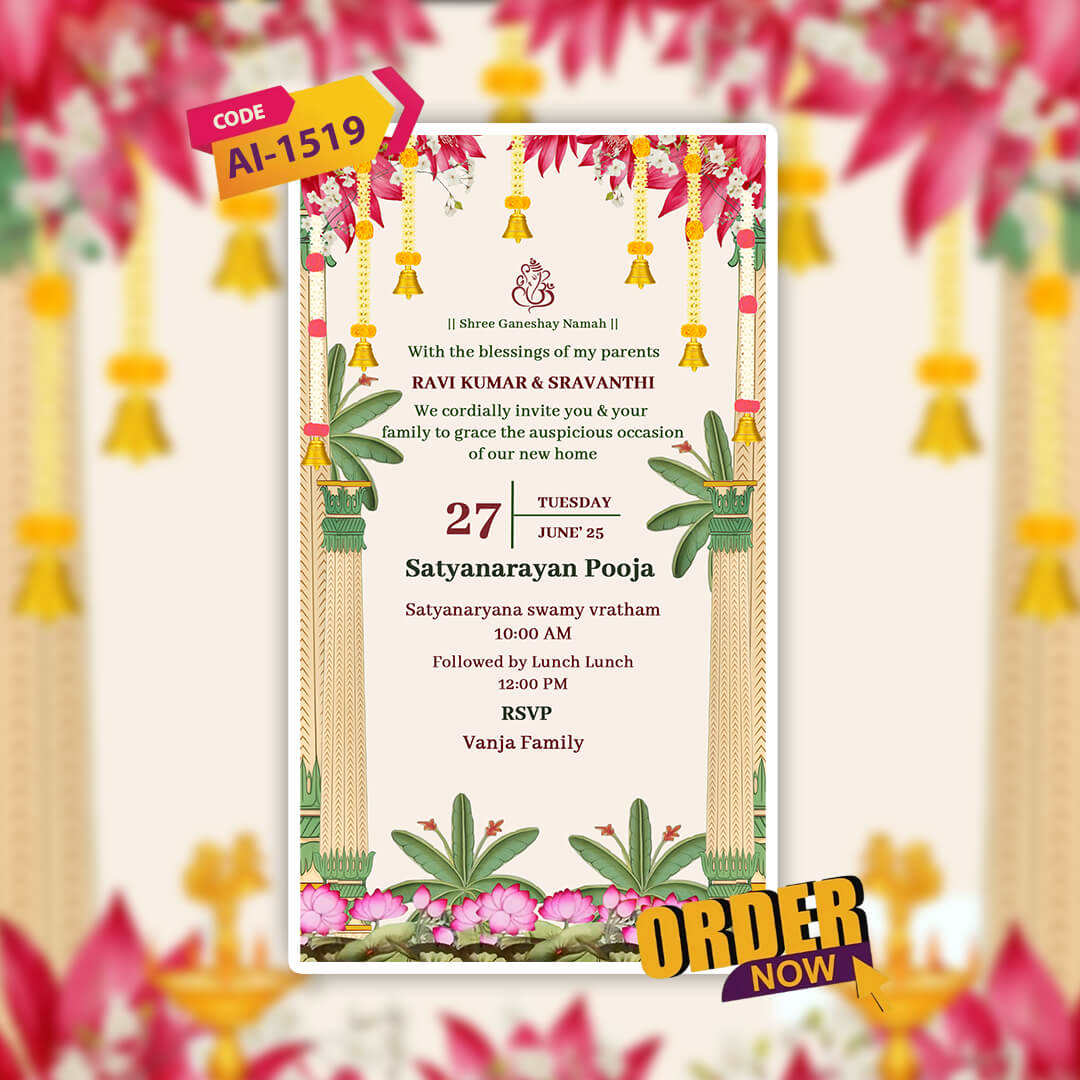Satyanarayan Katha Invitation Video | Famous Template | AI-1519
