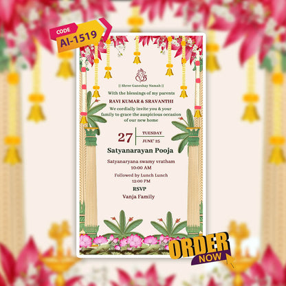 Satyanarayan Katha Invitation Video | Famous Template | AI-1519
