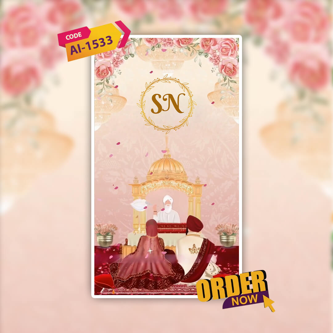 Sikh Wedding Invitation Video | Punjabi Wedding Video Invitation | AI-1533