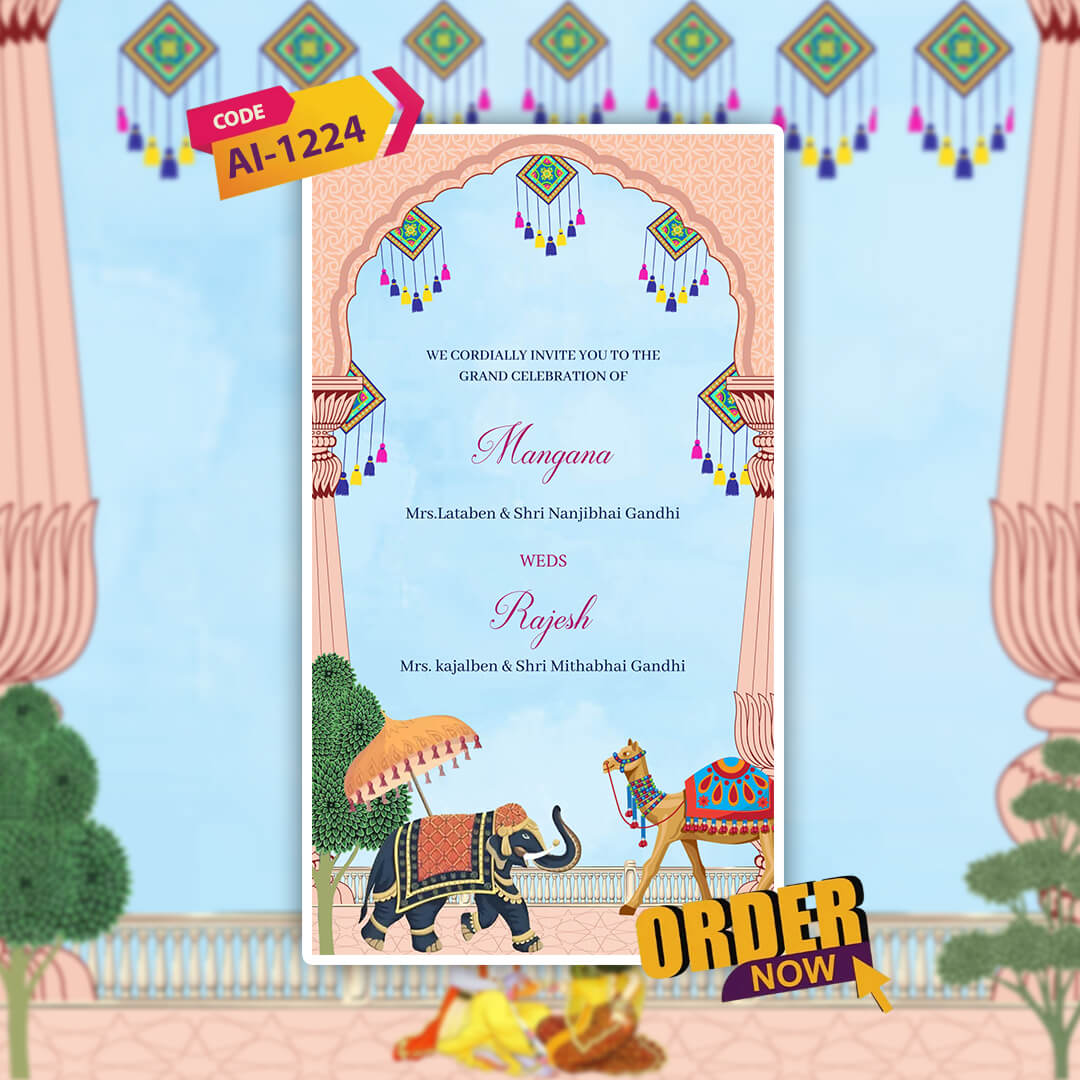 Rajasthani Wedding Invitation Video | Royal Marwari | AI-1224