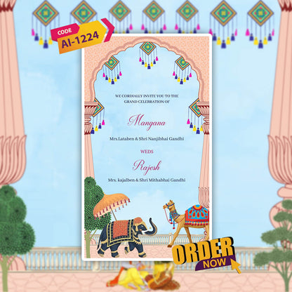 Rajasthani Wedding Invitation Video | Royal Marwari | AI-1224